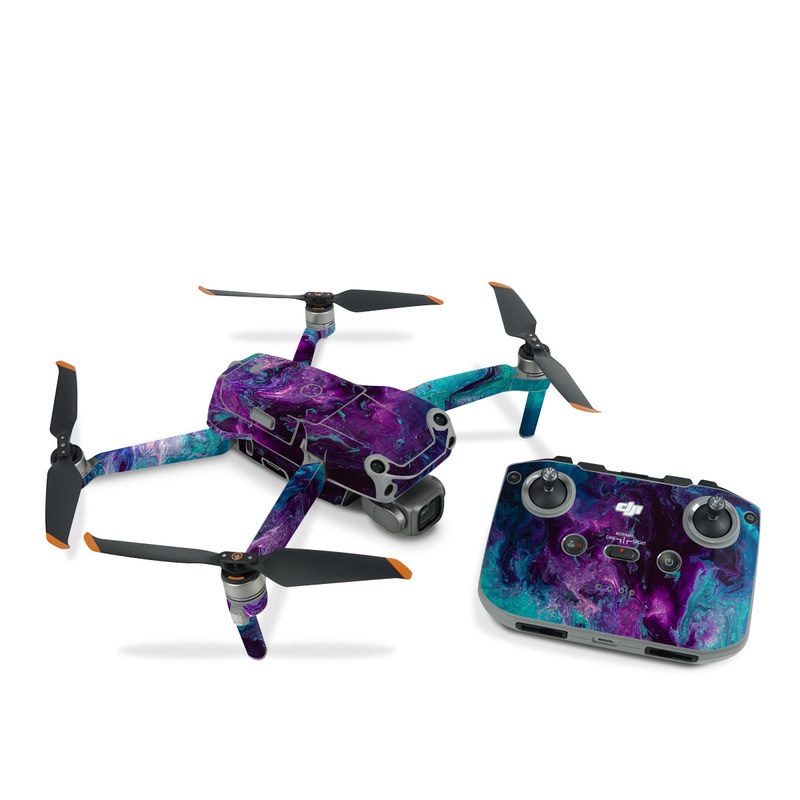 DJI Air 2S Skin design of Blue, Purple, Violet, Water, Turquoise, Aqua, Pink, Magenta, Teal, Electric blue, with blue, purple, black colors