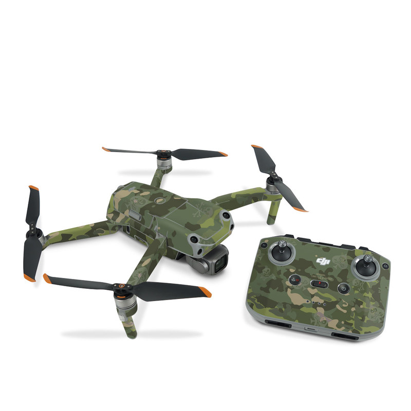 DJI Air 2S Skin design of Military camouflage, Pattern, Camouflage, Uniform, Clothing, Green, Design, Leaf, Plant, Illustration, with green, brown colors