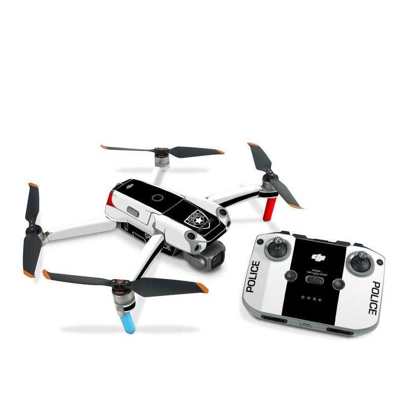 DJI Air 2S Skin design of Symbol, Badge, Logo, Emblem, Graphics, Design, Shield, with black, white colors