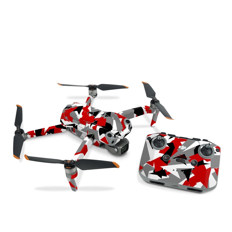 DJI Air 2S Skin design of Red, Pattern, Font, Design, Textile, Carmine, Illustration, Flag, Crowd, with red, white, black, gray colors
