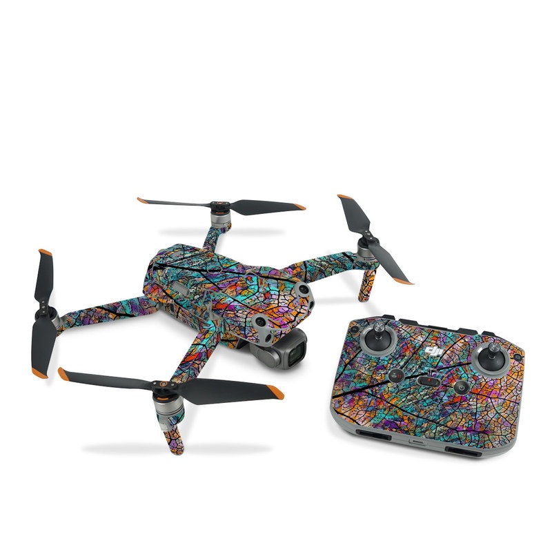 DJI Air 2S Skin design of Pattern, Colorfulness, Line, Branch, Tree, Leaf, Design, Visual arts, Glass, Plant, with black, gray, red, blue, green colors