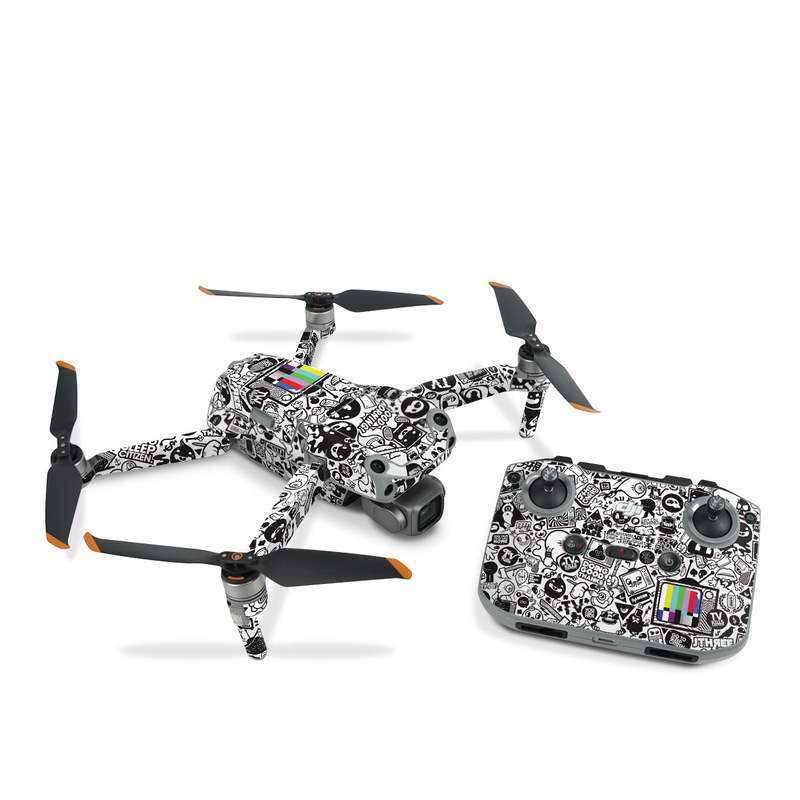 DJI Air 2S Skin design of Pattern, Drawing, Doodle, Design, Visual arts, Font, Black-and-white, Monochrome, Illustration, Art, with gray, black, white colors