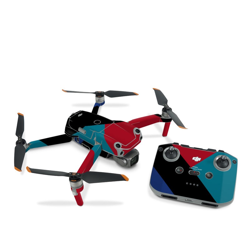 DJI Air 2S Skin design of Blue, Green, Turquoise, Azure, Teal, Electric blue, Line, Pattern, Design, Graphic design, with black, blue, red colors