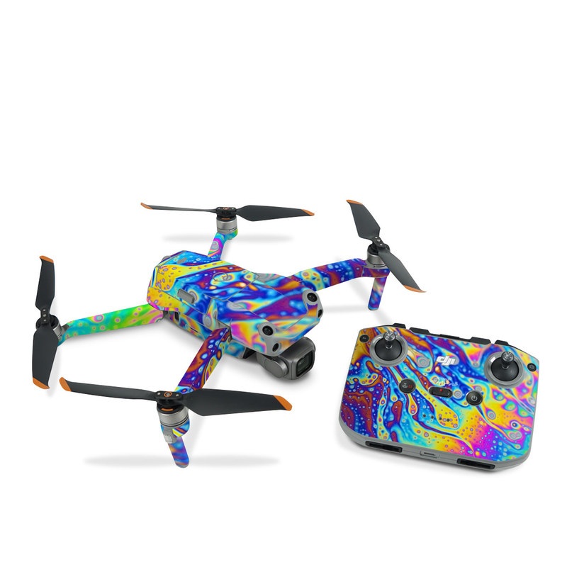 DJI Air 2S Skin design of Psychedelic art, Blue, Pattern, Art, Visual arts, Water, Organism, Colorfulness, Design, Textile, with gray, blue, orange, purple, green colors