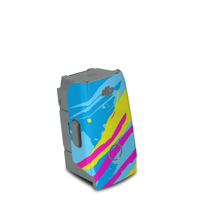 DJI Air 2S Battery Skin design of Blue, Colorfulness, Graphic design, Pattern, Water, Line, Design, Graphics, Illustration, Visual arts, with blue, black, yellow, pink colors