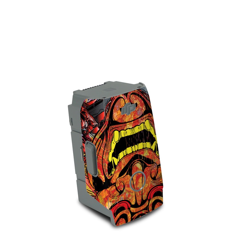 DJI Air 2S Battery Skin design of Art, Psychedelic art, Visual arts, Illustration, Fictional character, Demon, with red, orange, yellow colors