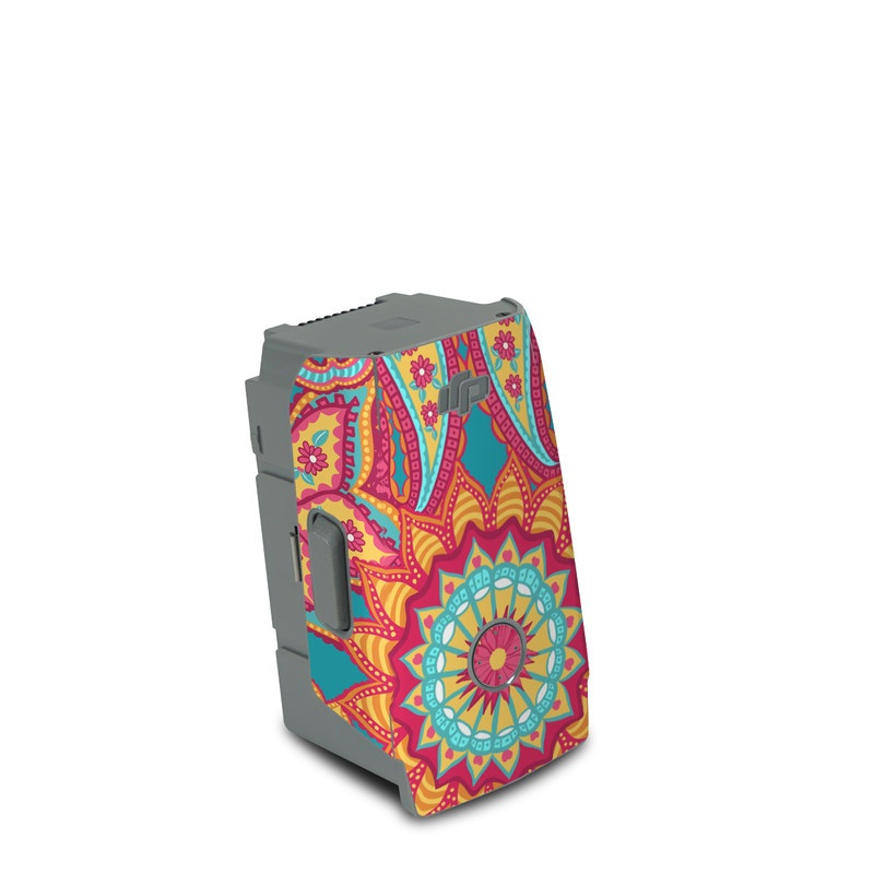 DJI Air 2S Battery Skin design of Pattern, Paisley, Motif, Visual arts, Design, Art, Textile, Psychedelic art, with orange, yellow, blue, red colors