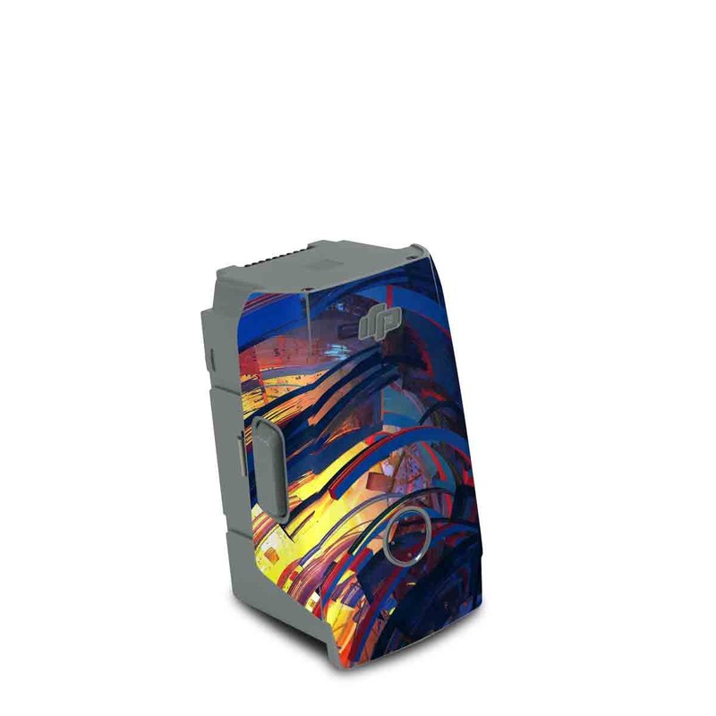 DJI Air 2S Battery Skin design of Blue, Water, Circle, Vortex, Electric blue, Wave, Liquid, Graphics, Pattern, Colorfulness, with blue, orange, yellow colors