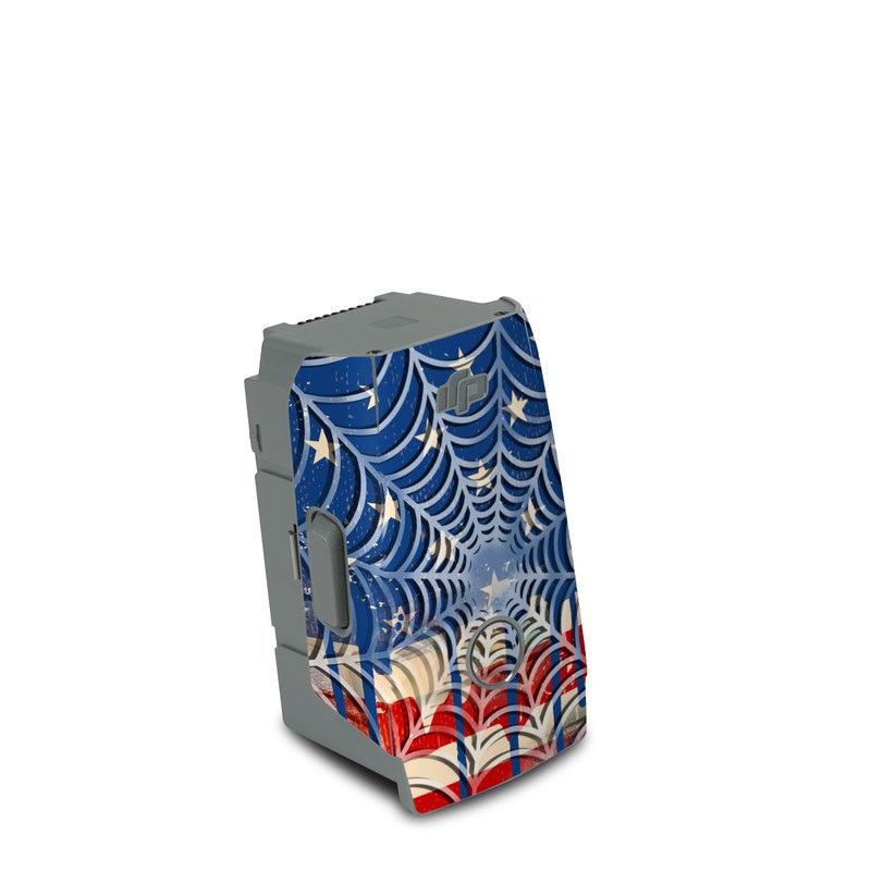 DJI Air 2S Battery Skin design of Graffiti, Art, Pattern, Flag, Street art, Line, Textile, Mural, Modern art, with red, blue, white, black colors