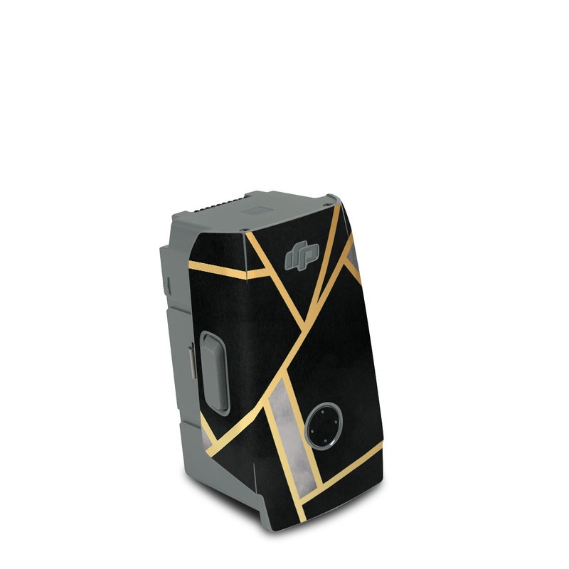 DJI Air 2S Battery Skin design of Pattern, Triangle, Yellow, Line, Tile, Floor, Design, Symmetry, Architecture, Flooring, with black, gray, yellow colors