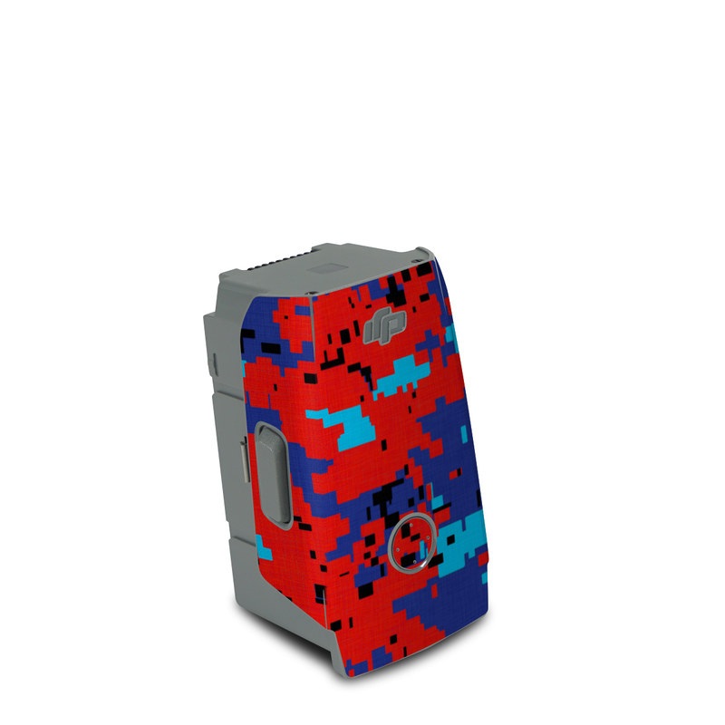 DJI Air 2S Battery Skin design of Blue, Red, Pattern, Textile, Electric blue, with blue, red colors