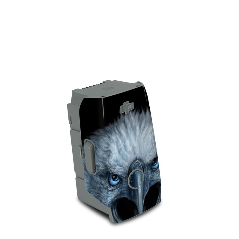 DJI Air 2S Battery Skin design of Bird, Vertebrate, Bird of prey, Beak, Eagle, Wildlife, Organ, Close-up, Eye, Accipitriformes, with white, gray, black, blue colors