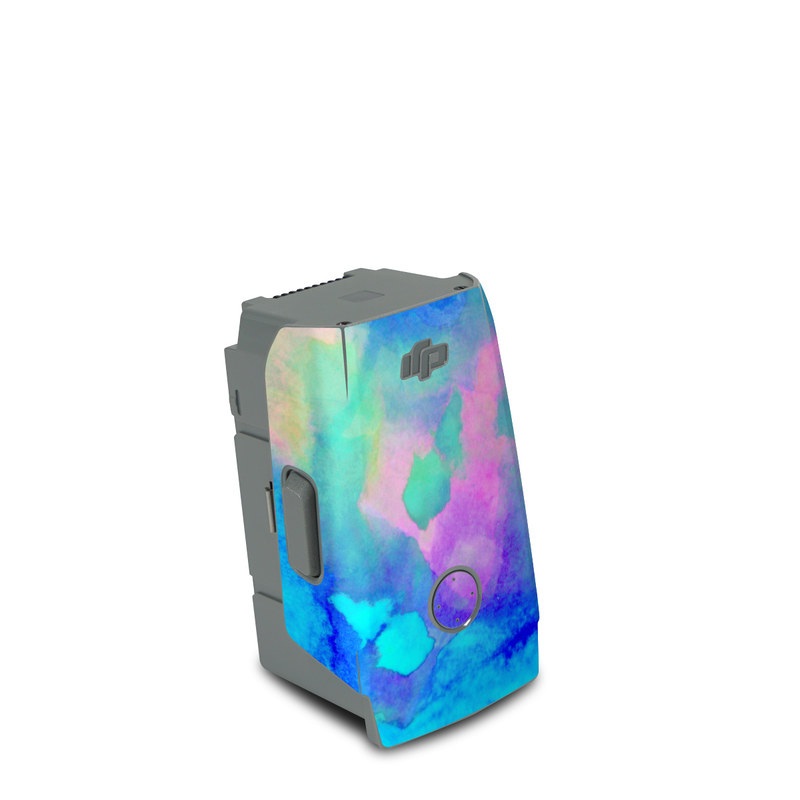 DJI Air 2S Battery Skin design of Blue, Turquoise, Aqua, Pattern, Dye, Design, Sky, Electric blue, Art, Watercolor paint, with blue, purple colors
