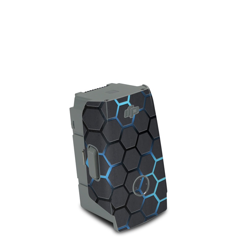 DJI Air 2S Battery Skin design of Pattern, Water, Design, Circle, Metal, Mesh, Sphere, Symmetry, with black, gray, blue colors
