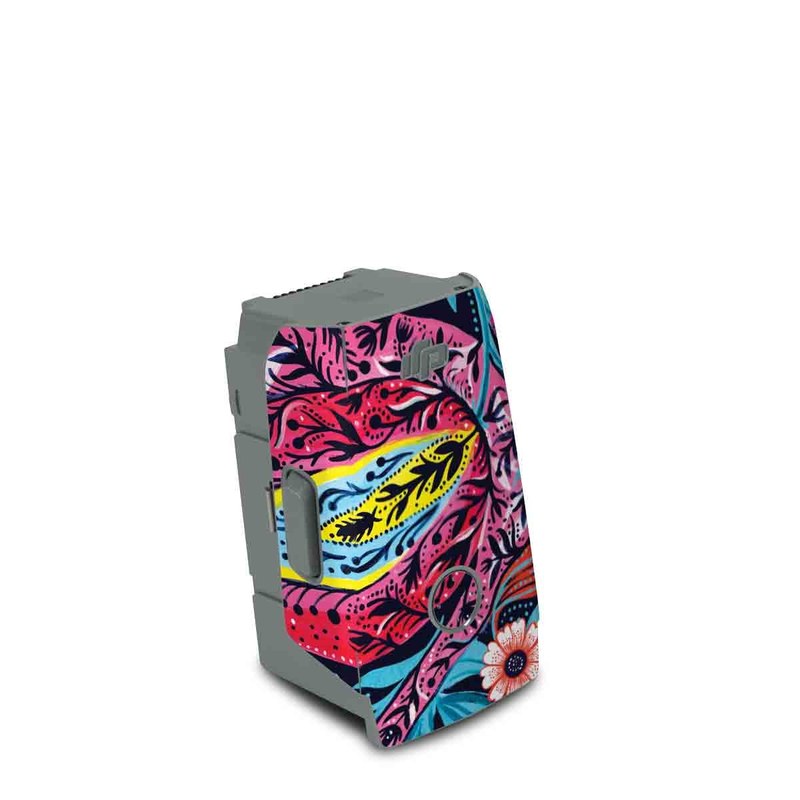 DJI Air 2S Battery Skin design of Psychedelic art, Pattern, Visual arts, Art, Design, Textile, Illustration, Plant, Graphic design, Drawing, with pink, yellow, black, blue, white colors