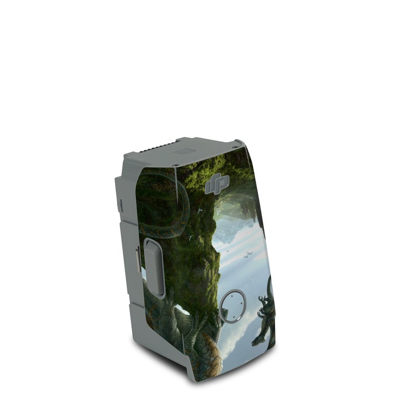 DJI Air 2S Battery Skin design of Dragon, Cg artwork, Fictional character, Mythical creature, Mythology, Extinction, Cryptid, Illustration, Games, Massively multiplayer online role-playing game, with black, gray, blue, white, purple colors