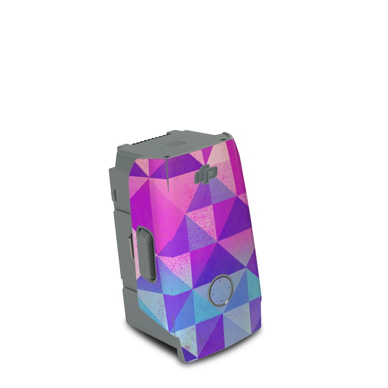 DJI Air 2S Battery Skin design of Pattern, Purple, Triangle, Violet, Magenta, Line, Design, Symmetry, Psychedelic art, with gray, purple, green, blue, pink colors