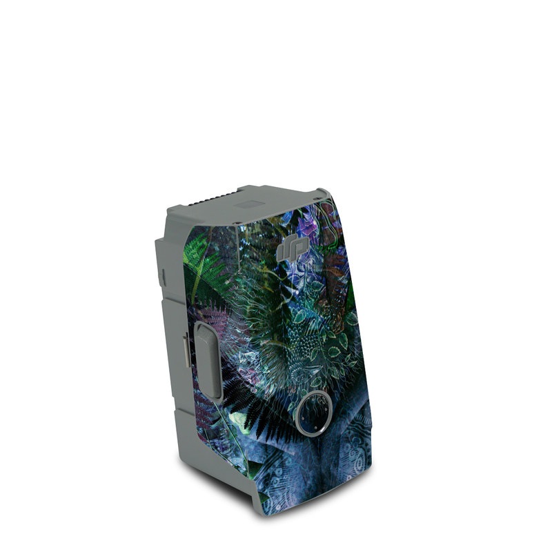 DJI Air 2S Battery Skin design of Psychedelic art, Fractal art, Art, Space, Organism, Earth, Sphere, Graphic design, Circle, Graphics, with blue, green, gray, purple, pink, black, white colors