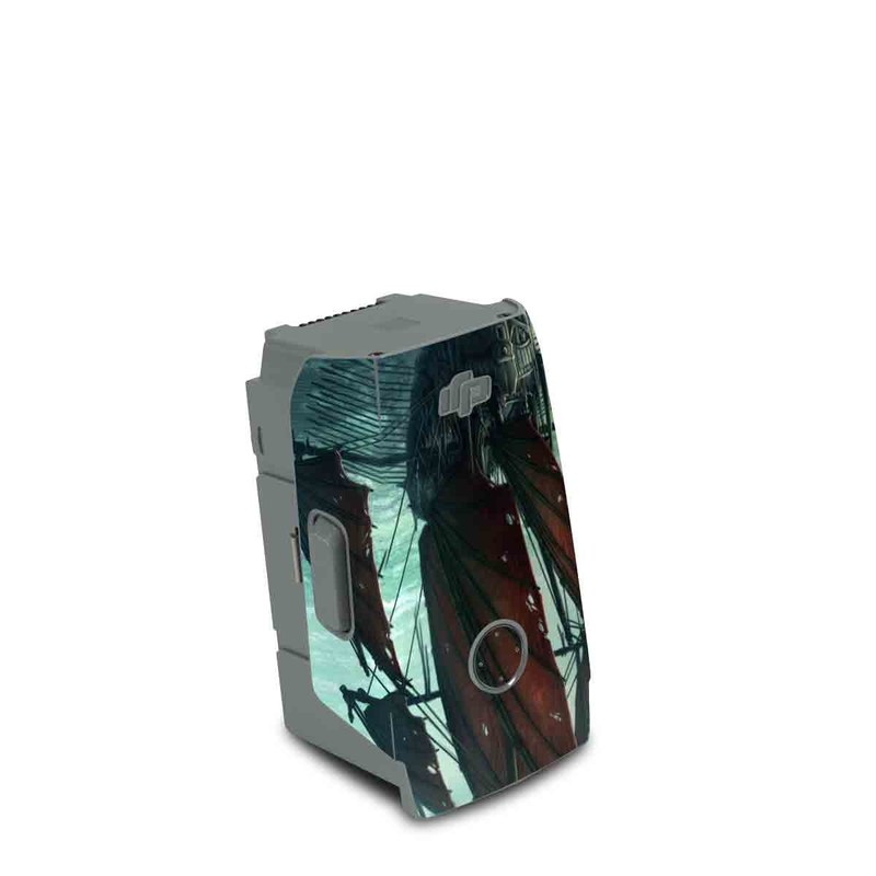 DJI Air 2S Battery Skin design of Cg artwork, Vehicle, Ghost ship, Manila galleon, Fluyt, Adventure game, First-rate, Sailing ship, Mythology, Strategy video game, with gray, black, blue, green, white colors