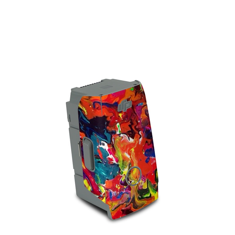 DJI Air 2S Battery Skin design of Colorfulness, Modern art, Acrylic paint, Painting, Visual arts, Art, Psychedelic art, Textile, Pattern, Paint, with red, yellow, green, orange, yellow colors