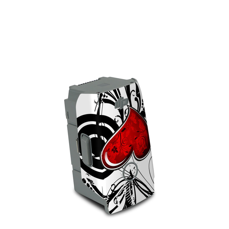 DJI Air 2S Battery Skin design of Heart, Line art, Love, Clip art, Plant, Graphic design, Illustration, with white, gray, black, red colors