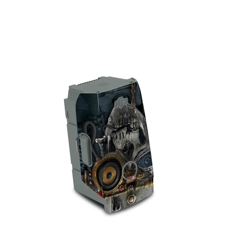 DJI Air 2S Battery Skin design of Engine, Auto part, Still life photography, Personal protective equipment, Illustration, Automotive engine part, Art, with black, gray, red, green colors