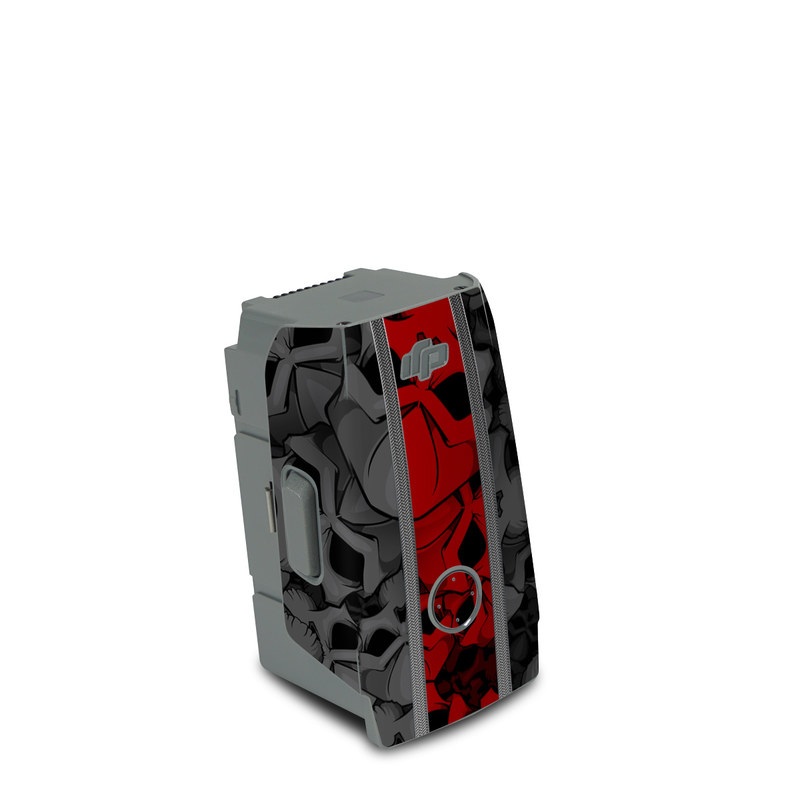 DJI Air 2S Battery Skin design of Font, Text, Pattern, Design, Graphic design, Black-and-white, Monochrome, Graphics, Illustration, Art, with black, red, gray colors