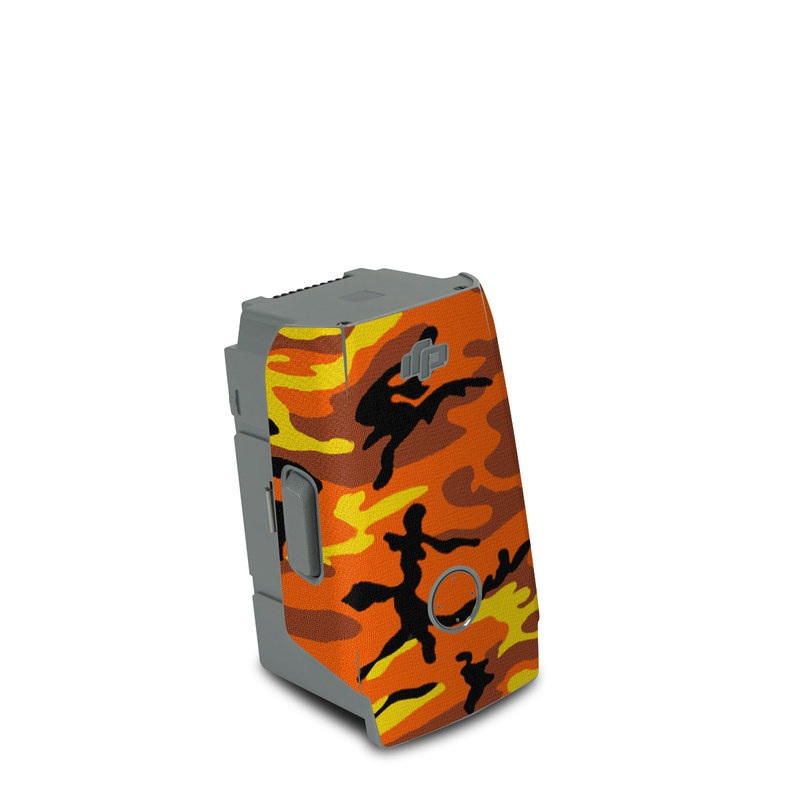 DJI Air 2S Battery Skin design of Military camouflage, Orange, Pattern, Camouflage, Yellow, Brown, Uniform, Design, Tree, Wildlife, with red, green, black colors