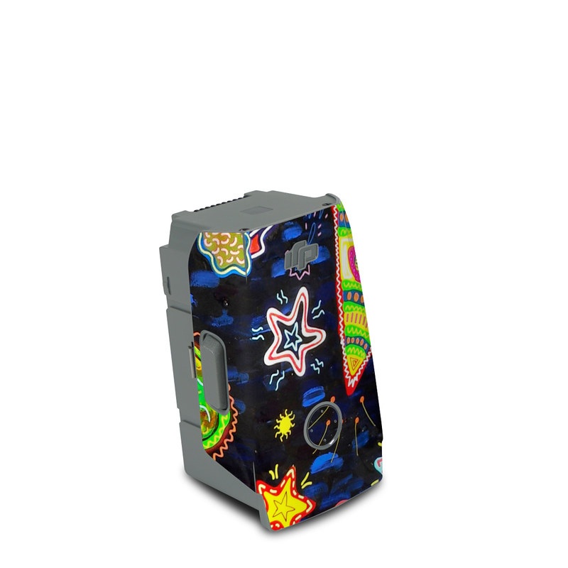 DJI Air 2S Battery Skin design of Pattern, Psychedelic art, Visual arts, Paisley, Design, Motif, Art, Textile, with black, gray, blue, red colors