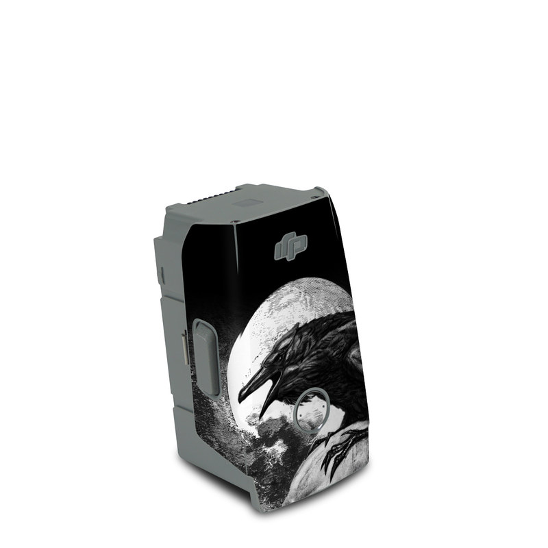 DJI Air 2S Battery Skin design of Bone, Skull, Bird, Darkness, Monochrome, Wing, Black-and-white, Illustration, Beak, Fictional Character, Drawing, Symbol, with black, white, gray colors