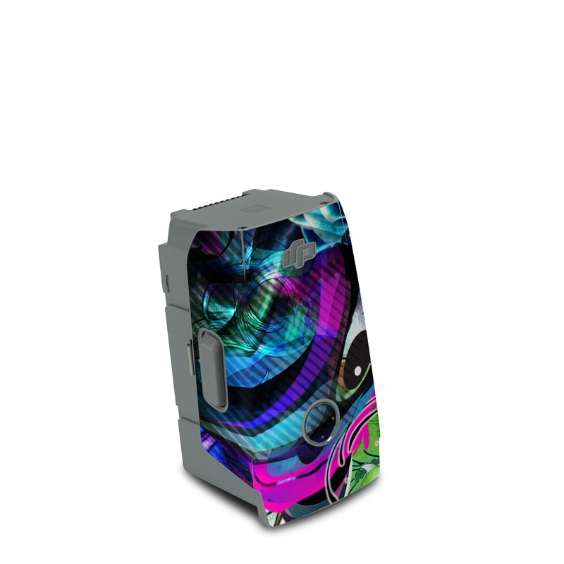 DJI Air 2S Battery Skin design of Graphic design, Psychedelic art, Art, Illustration, Purple, Visual arts, Graffiti, Street art, Design, Painting, with gray, black, blue, green, purple colors