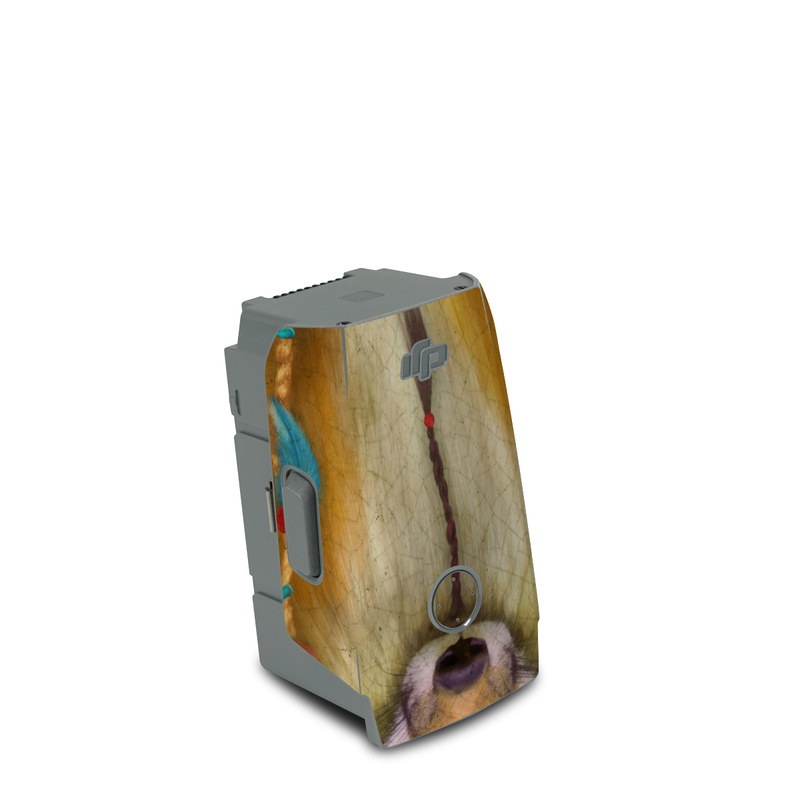 DJI Air 2S Battery Skin design of Red fox, Canidae, Fox, Wildlife, Swift fox, Carnivore, Jackal, Fur, Snout, Art, with red, black, gray, green, blue colors