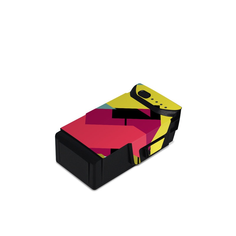 DJI Mavic Air Battery Skin design of Pattern, Graphic design, Line, Design, Triangle, Font, Illustration, Magenta, Visual arts, with yellow, blue, white, black, red, pink colors
