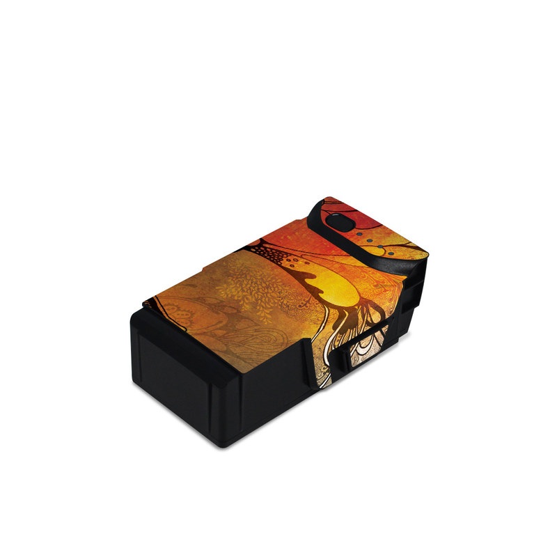 DJI Mavic Air Battery Skin design of Yellow, Orange, Art, Branch, Leaf, Graphic design, Visual arts, Pattern, Design, Modern art, with black, red, orange, yellow colors