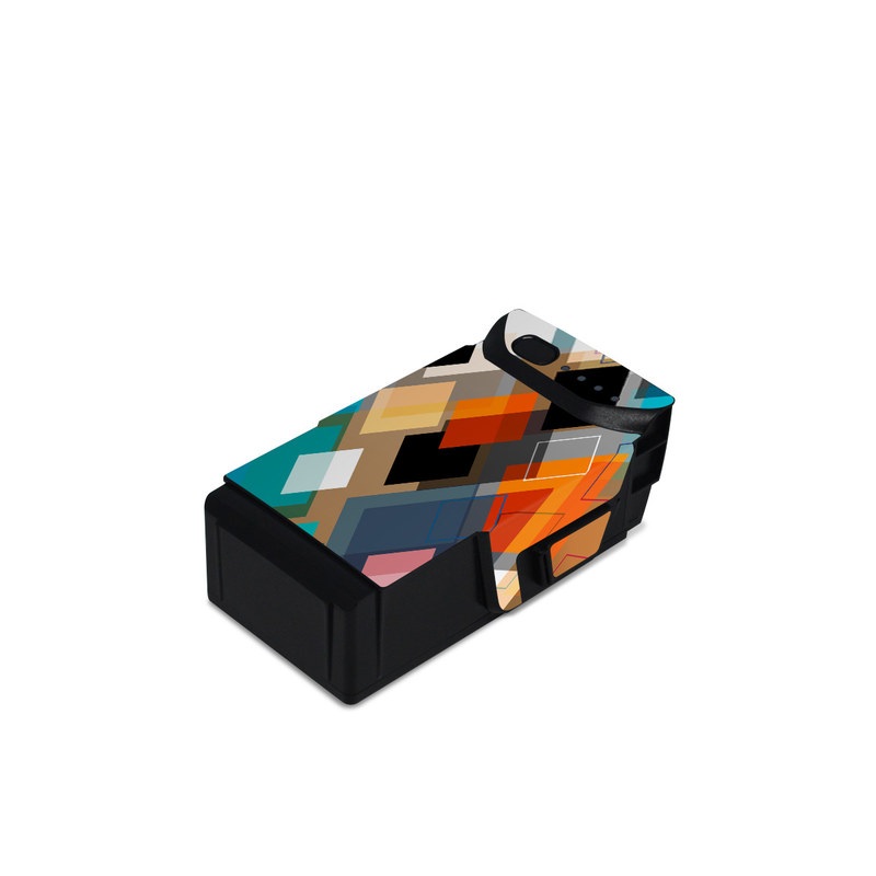 DJI Mavic Air Battery Skin design of Pattern, Line, Design, Colorfulness, Plaid, Tints and shades, Textile, Symmetry, Square, with black, blue, red, orange, white colors