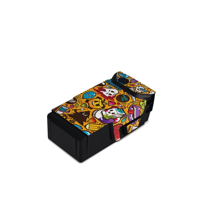 DJI Mavic Air Battery Skin design of Pattern, Psychedelic art, Visual arts, Art, Design, Illustration, Graphic design, Doodle, with black, green, red, gray, orange, blue colors