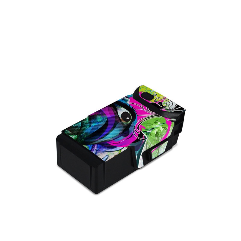 DJI Mavic Air Battery Skin design of Graphic design, Psychedelic art, Art, Illustration, Purple, Visual arts, Graffiti, Street art, Design, Painting, with gray, black, blue, green, purple colors