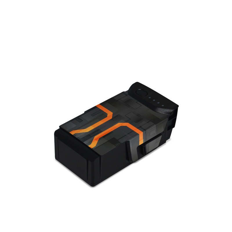 DJI Mavic Air Battery Skin design of Orange, Font, Parallel, Pattern, Graphics, Rectangle, Logo, Brand, Graphic design, Event, with black, orange colors