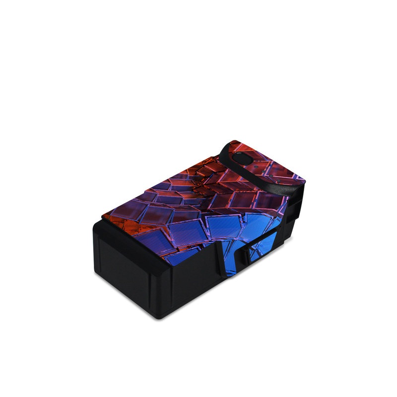 DJI Mavic Air Battery Skin design of Blue, Red, Orange, Light, Pattern, Architecture, Design, Fractal art, Colorfulness, Psychedelic art, with black, red, blue, purple, gray colors