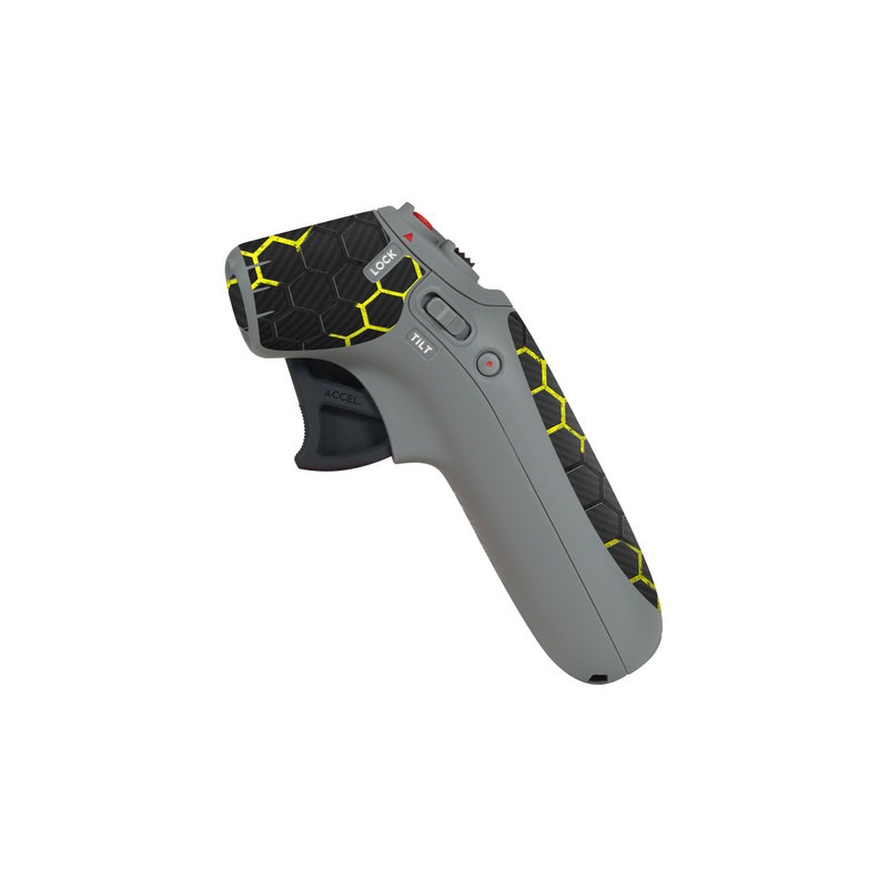 DJI Motion Controller Skin design of Black, Pattern, Yellow, Mesh, Net, Chain-link fencing, Design, Metal, with black, gray, yellow colors