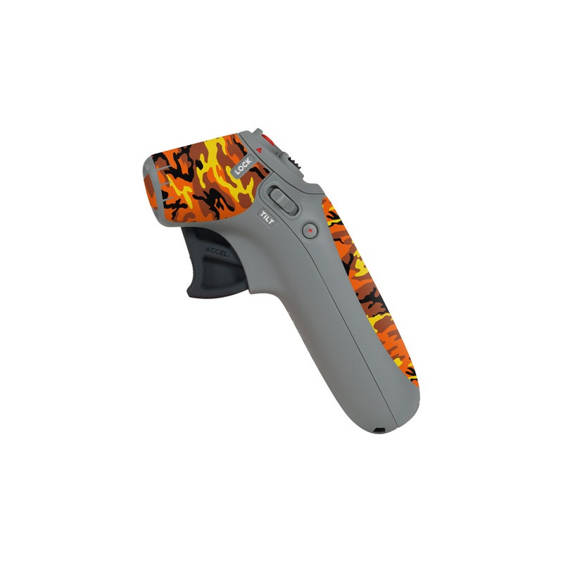 DJI Motion Controller Skin design of Military camouflage, Orange, Pattern, Camouflage, Yellow, Brown, Uniform, Design, Tree, Wildlife, with red, green, black colors
