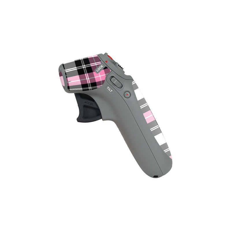 DJI Motion Controller Skin design of Plaid, Tartan, Pattern, Pink, Purple, Violet, Line, Textile, Magenta, Design, with black, gray, pink, red, white, purple colors