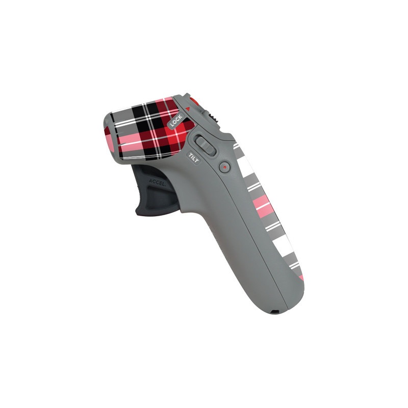 DJI Motion Controller Skin design of Plaid, Tartan, Pattern, Red, Textile, Design, Line, Pink, Magenta, Square, with black, gray, pink, red, white colors