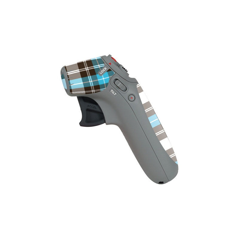 DJI Motion Controller Skin design of Plaid, Pattern, Tartan, Turquoise, Textile, Design, Brown, Line, Tints and shades, with gray, black, blue, white colors