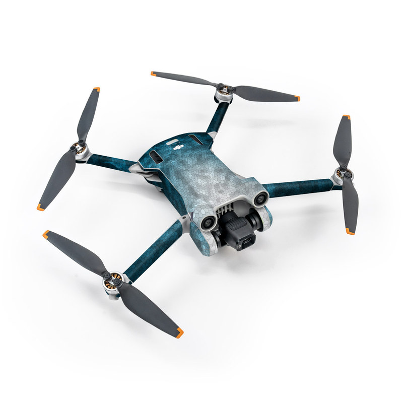 DJI Mini 3 Pro Skin design of Blue, Aqua, Turquoise, Green, Water, Teal, Sky, Azure, Pattern, Atmosphere, with blue, white, gray colors