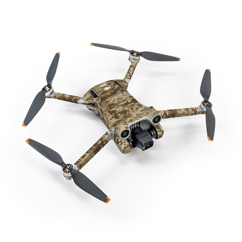 DJI Mini 3 Pro Skin design of Military camouflage, Brown, Pattern, Camouflage, Wall, Beige, Design, Textile, Uniform, Flooring with brown colors