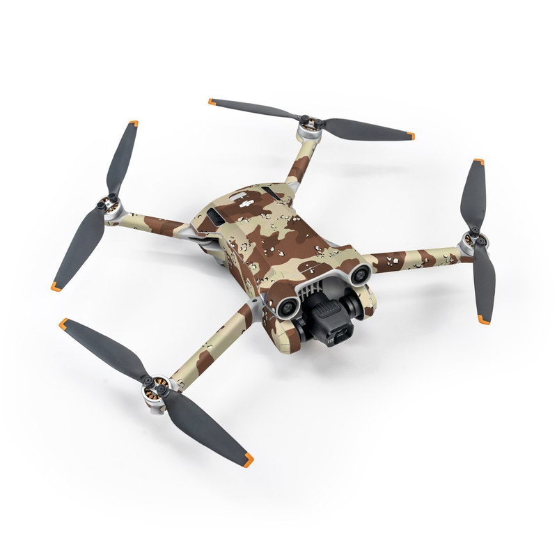 DJI Mini 3 Pro Skin design of Military camouflage, Brown, Pattern, Design, Camouflage, Textile, Beige, Illustration, Uniform, Metal with gray, red, black, green colors