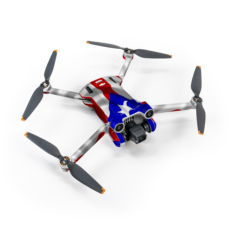 DJI Mini 3 Pro Skin design of Flag, Flag of the united states, Flag Day (USA), Veterans day, Independence day with red, blue, white colors