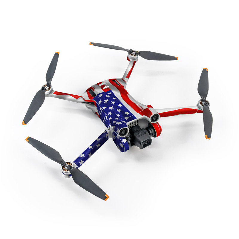 DJI Mini 3 Pro Skin design of Flag of the united states, Flag, Flag Day (USA), Veterans day, Independence day, Memorial day, Holiday with gray, red, blue, black, white colors