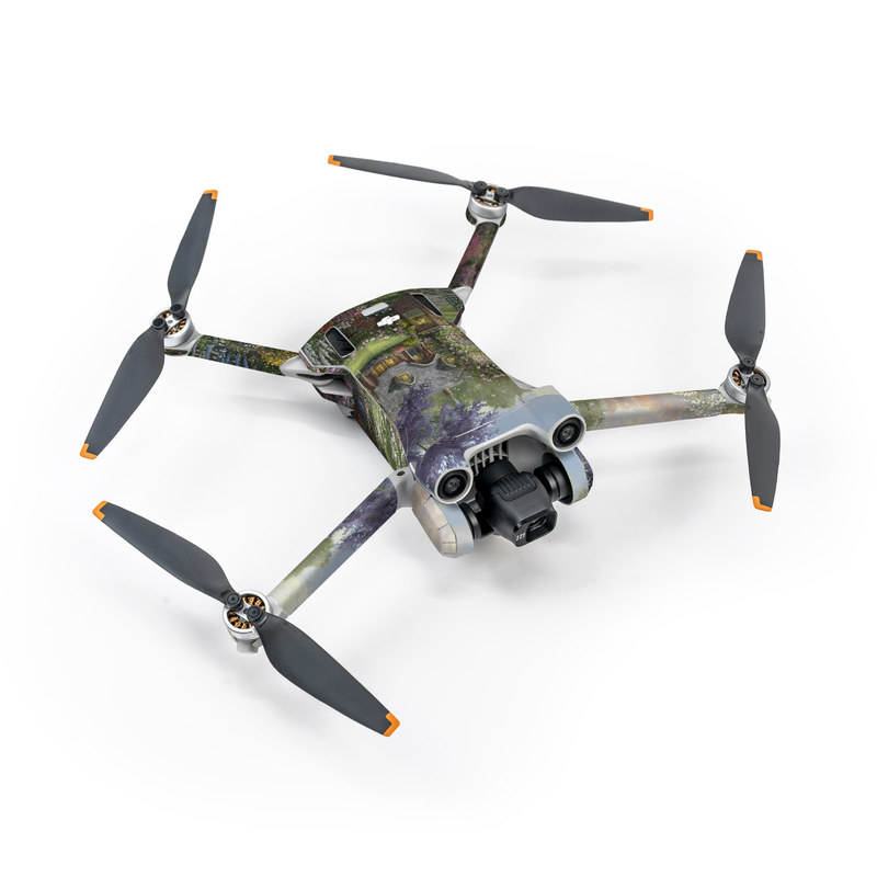 DJI Mini 3 Pro Skin design of Plant, Cloud, Flower, Sky, Plant community, Tree, Natural landscape, Paint, Grass, Shrub, with green, purple, white, blue, yellow, pink, red colors